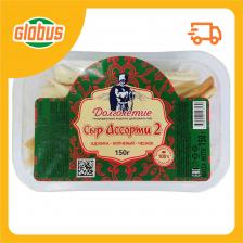 Сыр слоистый Чечил Долголетие Спагетти ассорти №2 с аджикой, копченый, с чесноком 45%