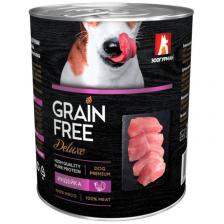 Зоогурман Grain Free Deluxe влажный корм для собак, беззерновой с индейкой, кусочки в желе, в консервах - 350 г повседневный беззерновые для взрослых с индейкой для всех пород консервы (в железной банке) Российский корм 1 уп. х 12 шт. х 4.2 кг