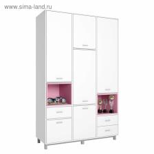 Шкаф трехсекционный Polini kids Mirum 2335, белый/розовый