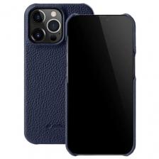 Кожаный чехол накладка Melkco для Apple iPhone 14 Pro Max (6.7") - Snap Cover, темно-синий