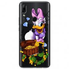 Чехол на Honor 9X / Хонор 9X с принтом Rich Daisy Duck, прозрачный