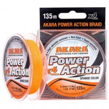 Шнур рыболовный плетеный Akara Power Action X-4 Orange 135 м 0,16