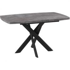 Стол с вставкой Мебвилл Эдж, 130 Дымчатая керамика/Чёрный (прямоугольная столешница, 4 ножки)