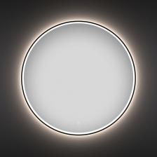 Настенное зеркало для ванной и прихожей с подсветкой для макияжа Wellsee 7 Rays' Spectrum круглое, 75 см, с тонким черным матовым контуром 172200230