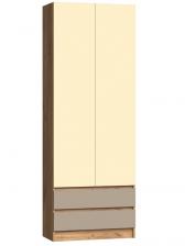 Шкаф двухстворчатый «Челси» Color, 2 ящика, 800x400x2200 мм, цвет слоновая кость/глиняный серый/дуб крафт
