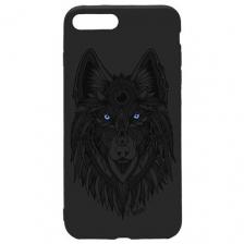Силиконовый чехол на Apple iPhone 8 Plus / 7 Plus / Эпл Айфон 7 Плюс / 8 Плюс с рисунком "Grand Wolf" Soft Touch черный