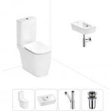 Комплексное предложение по специальной цене, включающее все необходимое для обустройства санузла или ванной комнаты.Готовое решение для туалетной комнатыЭлегантный вид напольного унитаза позволяет гармонично вписаться в интерьер современного санузла или ванной комнаты, наполняя его атмосферой роскоши и уюта.Санитарный фарфор Lavinia Boho имеет более твердую и гладкую поверхность, нежели сантехнический фаянс.Система антивсплеск увеличивает гигиеничность использования изделия и делает уборку более быстрой и простой.Компактная подвесная раковина Lavinia Boho One оптимально подходит для небольших ванных комнат или гостевых санузлов.Дизайнерская сантехника изготовлена в едином стиле: изделия прекрасно дополняют друг друга и формируют органичный тандем с элегантными аксессуарами.Внимание! Данная модель с левым – L-разворотом. Пожалуйста, убедитесь в правильности выбора нужной стороны.