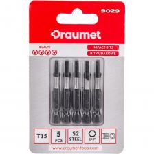 Ударные биты Биты ударные TORX T15, 50 мм, S2, 5 шт DRAUMET 9029