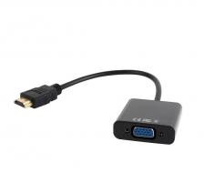Коннектор Переходник Cablexpert Переходник HDMI-VGA Cablexpert A-HDMI-VGA-03, 19M/15F, длина 15см, Jack3.5 аудиовыход {500} (089784)