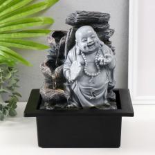 Фонтан настольный с подсветкой «Серый хотей с опахалом», от сети, 21x17.5x25 см