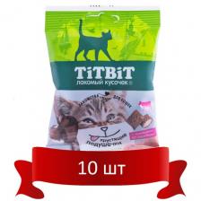 Лакомства TiTBiT Хрустящие подушечки с паштетом из говядины для кошек (30 г) *10 шт