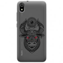 Ультратонкий силиконовый чехол-накладка ClearView 3D для Xiaomi Redmi 7A с 3D принтом "Grand Bull"