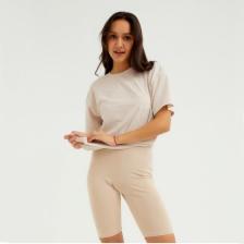 Футболка женская MINAKU: Oversize, бежевая меланж, размер 46
