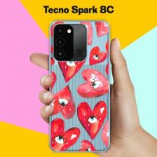 Силиконовый чехол на Tecno Spark 8C Сердца / для Текно Спарк 8Ц