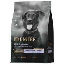 Корм сухой для собак средних пород Premier Dog Salmon&Turkey ADULT Medium Свежее филе лосося с индейкой 10 кг
