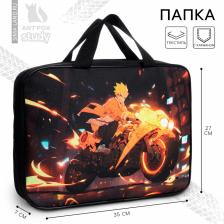 Папка для труда, А4, текстильная, 35x27x7 см «Аниме мото»