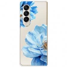 Чехол на Samsung Galaxy Z Fold 4 / Самсунг Галакси Зет Фолд 4 с принтом Голубые клематисы, прозрачный