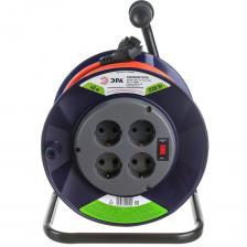 Силовой удлинитель на катушке ЭРА RPx-4es-3x1.5-40m на пластиковой катушке, c заземлением, 4 гнезда, 40м, ПВС 3х1.5 Б0046836