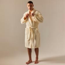 Халат махровый мужской SL HOME: Basic «Айвори», размер S, хлопок 100%, молочный