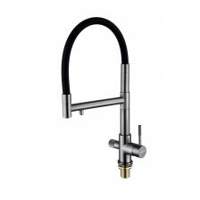 Смеситель для кухни Hansen (Хансен) HL15090-P гибкий, графит,черный