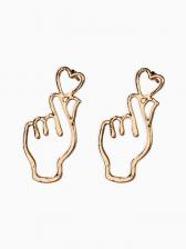 Серьги металл «Пальчики» сердечко, цвет золото