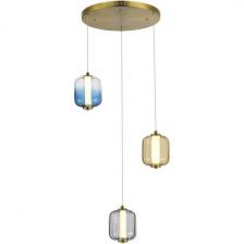 Подвесной светильник ST Luce Summer SL1193.303.03 Латунь/Янтарный,Дымчатый,Голубой LED 3*11,2W 3000K