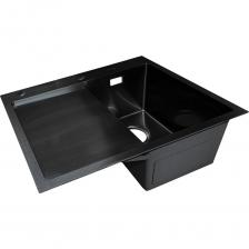 Мойка SANTREK AQUA нержавеющая сталь, врезная, 600x500x220 т 3,0 ЧЕРНАЯ D6050HRB правая (+ сифон + дозатор) + коландер 440x220 318398