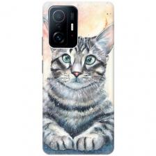 Силиконовый чехол Ушастый котик на Xiaomi 11T / 11T Pro / Сяоми 11Т / 11Т Про