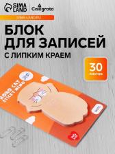 Блок для записей 35x70 мм, 30 листов «Рыжий котик»