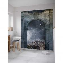 Штора-занавеска для ванной Штора (занавеска) для ванной JoyArty "Арка в ночи" из сатена, 180х200 см с крючками, sc_32817