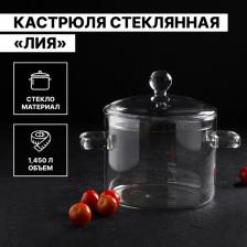 Кастрюля Magistro «Лия», 1.450 л, 16.5x16 см, жаропрочное стекло, прозрачная