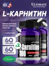 L-Карнитин в капсулах Ultimate Nutrition L-CARNITINE 300 2 x 60 таблеток, нейтральный