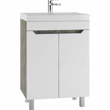 Тумба «Айсберг. Мечта», под раковину «Енисей 60», без ящика, 575x435x790 мм, цвет белый/бетон