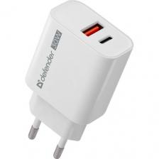 Сетевое зарядное устройство Defender UPA-130, USB-A, USB-C, 30Вт, 3A, белый [83674]