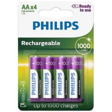Батарейки аккумуляторные Philips MultiLife-NiMH, 4AA, 1000 мA/ч (R6B4RTU10/97)