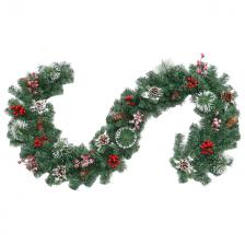 гирлянда еловая 200см с шишками ягодами заснеженная