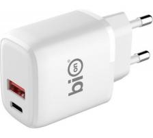 Сетевое Зарядное Устройство Bion для мобильных устройств , USB-A + USB-C, PowerDelivery, 18 Вт, белый [BXP-ADP-PD-AC-18W]
