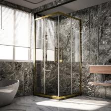 Душевой уголок Veconi Premium Trento PTC-20G 110x80, профиль брашированное золото, стекло прозрачное