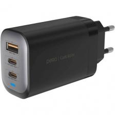 Сетевое зарядное устройство PERO ТС30, USB-A, 2xUSB-C, 65Вт, 3A, серый [тс30gr]