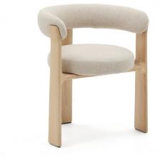 Granite Стул на 3 ножках из бежевого шенилла и массива ясеня в натуральной отделке La Forma (ex Julia Grup) арт.207759