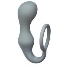 Lola games Анальная пробка с эрекционным кольцом BackDoor Collection Double Pleasure Anal Plug, D: 3.3 см, длина: 18 см, серый