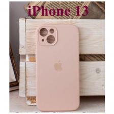 Чехол ЭКОLАЙН, для iPhone 13, силикон/ABS-пластик, защита камеры, soft touch, цвет пудровый