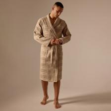 Халат вафельный мужской SL HOME: Chess «Саббиа», размер L, хлопок 100%, коричневый