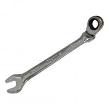 Комбинированный трещоточный ключ с подвижной головкой применяется для монтажа и демонтажа болтовых соединений в труднодоступных местах. Изготовлен из конструкционного материала - хромованадиевой стали. Ключ оснащен двумя головками: гаечной и подвижной накидной. Храповой механизм имеет 72 зубца, минимальный угол поворота ключа - 5°. Шарнир позволяет вращать головку в разных направлениях и справляется с работой в труднодоступных местах. Трещоточный ключ имеет 12-гранный профиль кольцевого зева. Обслуживание трещоточных ключей:Нельзя прилагать большое усилие при откручивании крепких соединений. Сначала срываем соединение воротком или обычными ключами (рожковыми, накидными), а затем работаем трещоткой;Не забываем смазывать ключи.