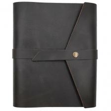 Ежедневник недатированный кожаный на кольцах А5. Коричневый. С застежкой на кнопку