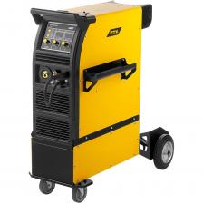 Сварочный полуавтомат с дополнительной функцией ручной дуговой сварки MMA. Наличие функции индуктивности, 2Т/4Т режимы работы сварочной горелки. Розетка для подогрева газа. 5 лет сервисной гарантии. Bспользуется для полуавтоматической сварки в углекислом газе, аргоне или смеси газов. Инвертор может использоваться для сварки углеродистых, низколегированных и нержавеющих сталей и сплавов. В конструкции аппарата используются усовершенствованные инверторные технологии, где принцип работы заключается в преобразовании переменного тока частотой 50Гц в постоянный ток и далее в ток высокой частоты (33 кГц), посредством мощных IGBT транзисторов, а затем выполняется преобразование высокого напряжения в высокий ток. Выходная мощность источника регулируется при помощи ШИМ (широтно-импульсной модуляции сигнала). Аппарат работает от трехфазной питающей сети в диапазоне ±15% без снижения характеристик.