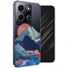 Чехол на Infinix Note 30i / Инфиникс Нот 30i с принтом Закат в снежных горах, прозрачный