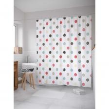 Шторка-занавеска для ванной Штора (занавеска) для ванной JoyArty "Радужный горошек" из сатена, 180х200 см с крючками, sc_16393