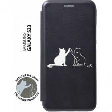 Чехол-книжка на Samsung Galaxy S23, Самсунг С23 с 3D принтом "Cats W" черный