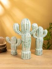 Сувенирный набор «Кактусы», h=40 см, h=30 см, h=20 см, дерево, бирюзовый